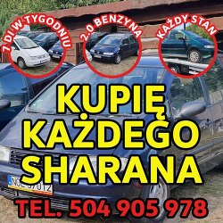 Skup VW Sharan, Kupię Każdego Sharana 2.0 Benzyna / Kupię Toyote,Kaczka,Atos,VW Golf 1.8